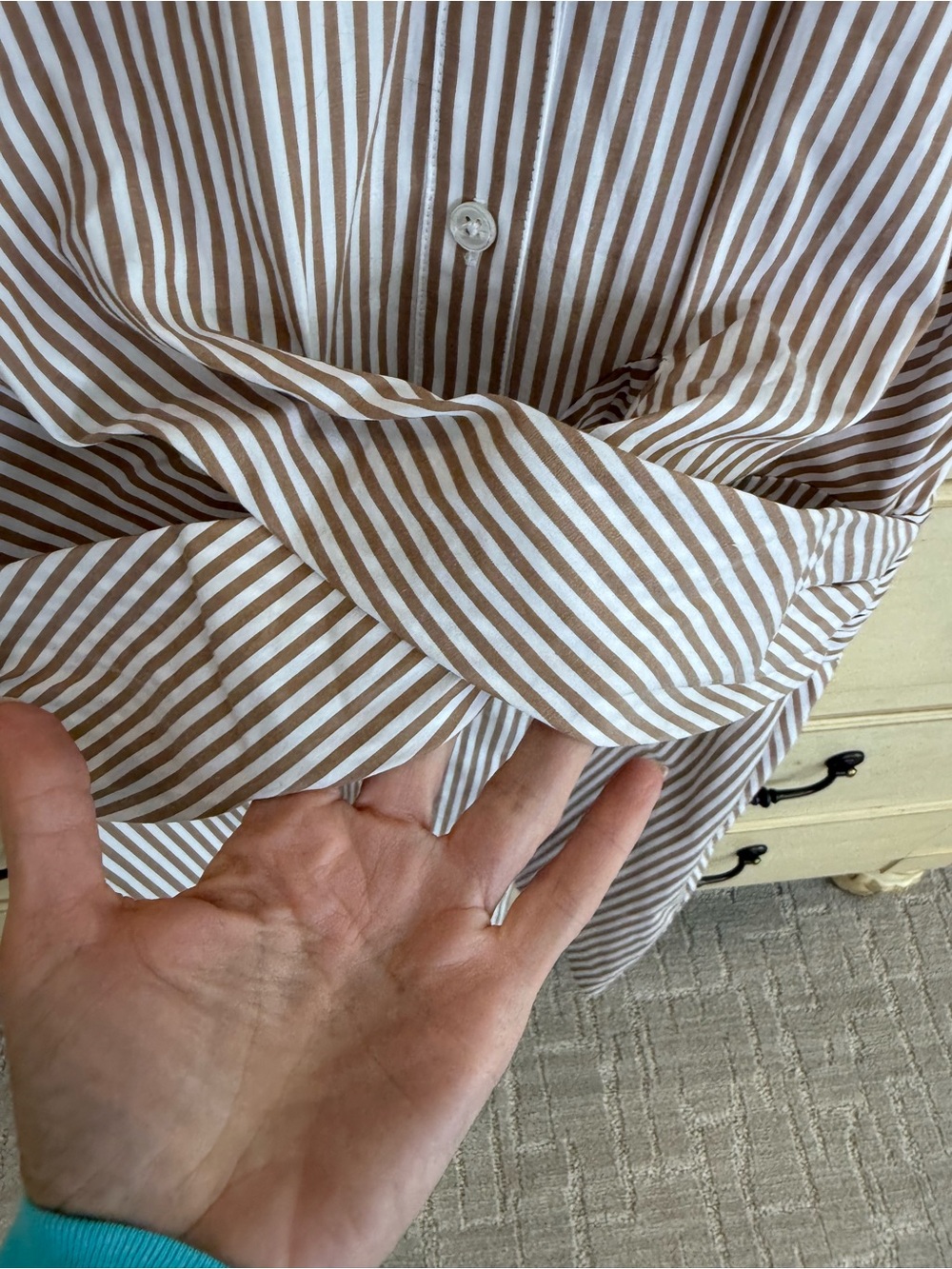 Veronica Beard Beige and White Striped Mini Dress - Picture 5 of 10